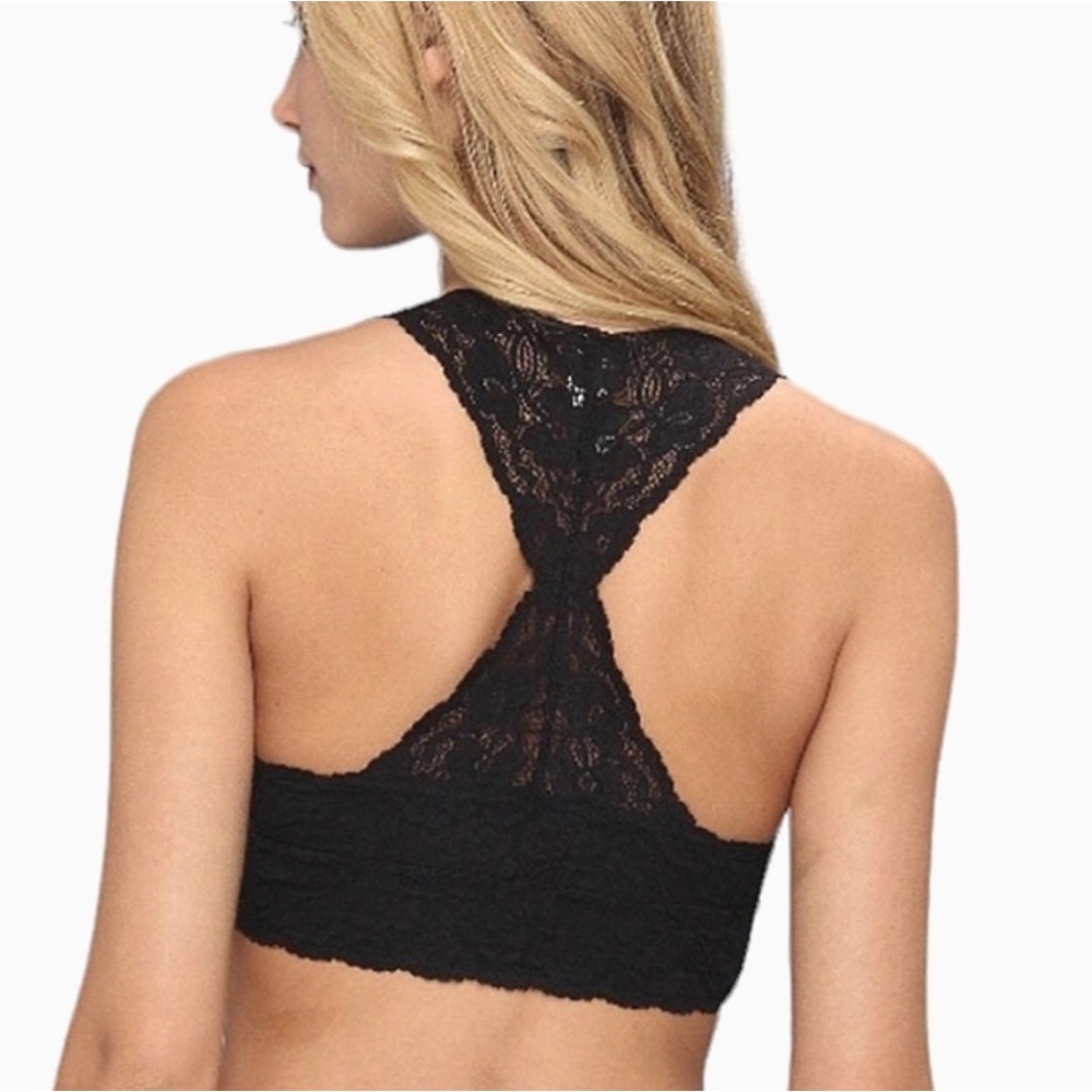 NWOT Free People Intimately Galloon Lace Racerback Black Bralette Small